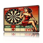 2D Flat, Vintage Darts Wall Art Tin Metal Signs Home Décor 8x12 Retro with "HIT