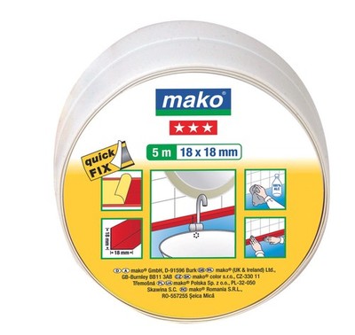 Mako Knickwinkel selbstklebend, 18 x 18 mm, 5 m, weiß Abschlussleiste faltbar