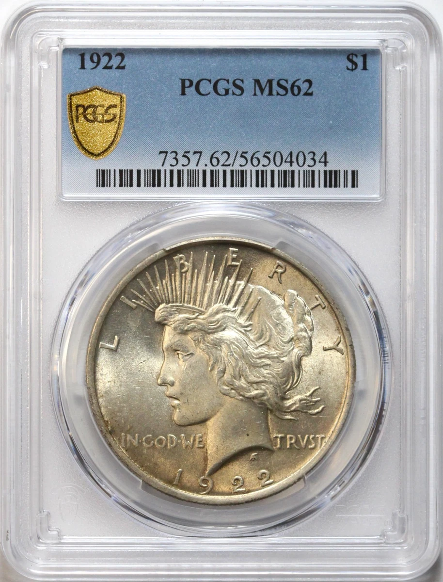Silver MS 62 Graded 1922 Year Peace Dollars (1921-1935) for sale