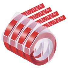 4x White on Red 3D Tape 9mm for DYMO Organizer Express Pro Embossing Label Maker