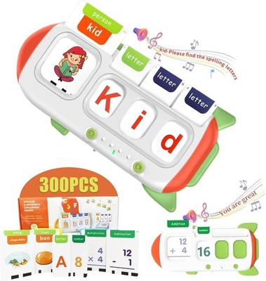 ABC Learning Toys for Kids Ages 3-5, Talking Flash Cards for CVC Word & Math Gam