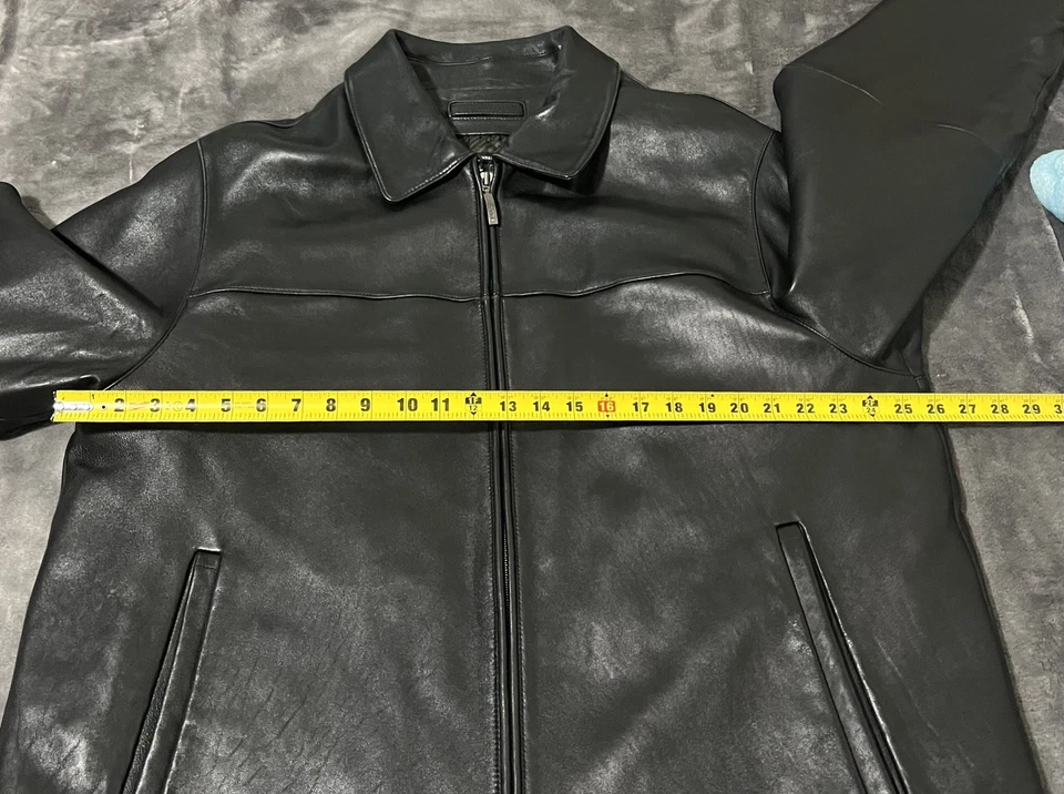 Chaqueta Liz Claiborne Cremallera Completa 100% Cuero Negro Genuino Hombres XXL Foto 4 de 4