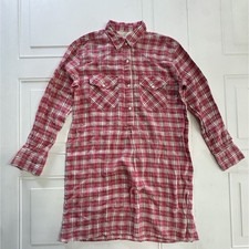 Current Elliott Womens Sz 0 XS Pink Plaid Shirt Dress Sleep Dress
