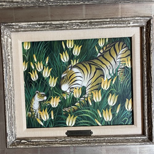 Gustavo Novoa Original Öl auf Masonit Gemälde Wally Findlay Dschungel Katzen 2 von 2 - Bild 2 von 13