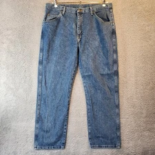 Wrangler Jeans Mens 38x29 (Measures 37x29.5) Straight Leg Medium Wash Cotton