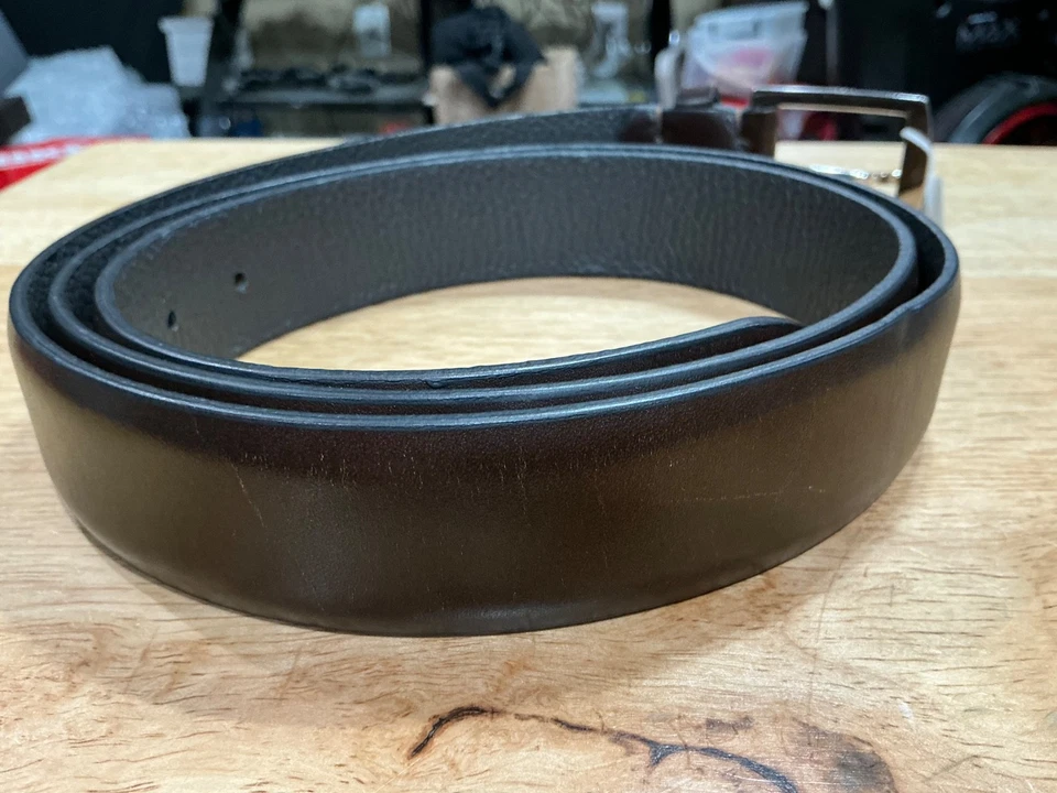 Cinturón de cuero marrón oscuro Kiton Napoli para hombre talla 46/125 *NUEVO CON ETIQUETAS* Foto 3 de 4