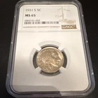 1931-S Buffalo Nickel 5C Business Strike NGC MS65 Cert 6860101-003