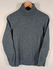 WoolOvers Jumper Womens Size Medium Grey 100% Lambswool Roll Polo Neck Pullover