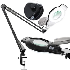 10X Magnifying Glass with Light and Stand, NUEYiO 2200 Lumens Stepless Dimmab...