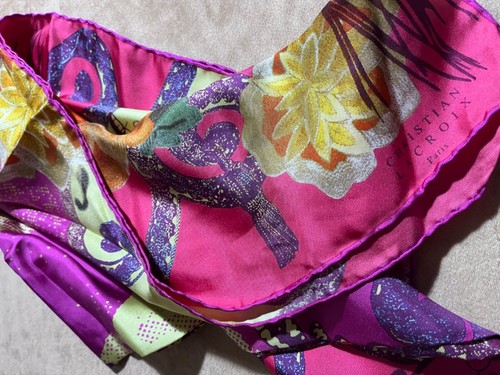 CHRISTIAN LACROIX SCARF FLORAL SILK FOULARD SQUARE 34”
