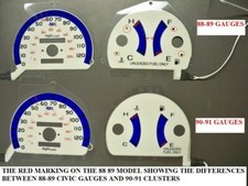 For 90 91 Honda Civic Mt Manual No Tachometer Rpm Cluster White Face Glow Gauges