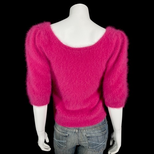 70% Angora Fuzzy Vintage NORDSTROM Pink Scoop-Neck Pullover Sweater 34 in bust - Picture 2 of 10