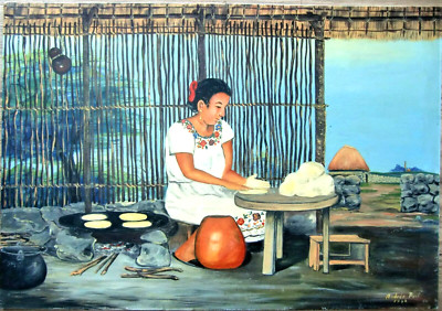 Andres Pool 1980 Mexico Maya 68x98 Unikat!