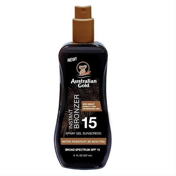 Australian Gold Sun SPF15 Spray Leche Con Bronceador 237ML Resistente Al Agua
