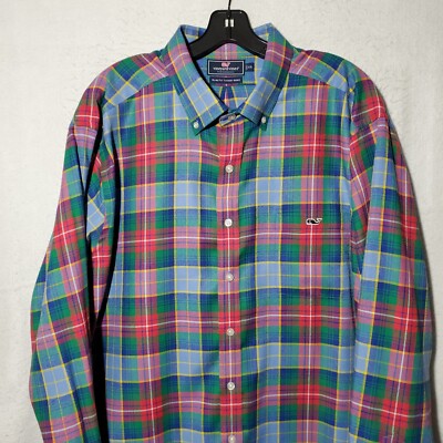 Vineyard Vines Tucker Shirt Mens XXL Button Up Shirt Whale Shirt Slim Fit 