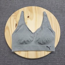 Puma Womens Active Sports Bra Seamless Wireless Wirefree Bra Large Size Gray