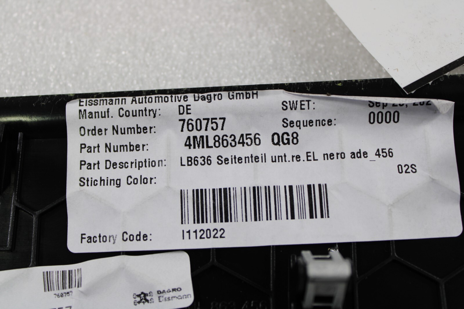 Lamborghini Urus, RH, Right, Rear Side Trim, Used, P/N 4ML863456