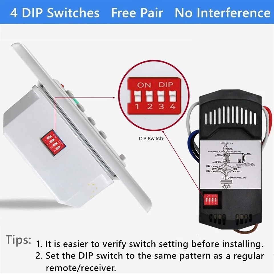 Ceiling Fan Wall Remote Control Kit for Hampton Bay Harbor Breeze Hunter UC9050T - Image 4 of 4