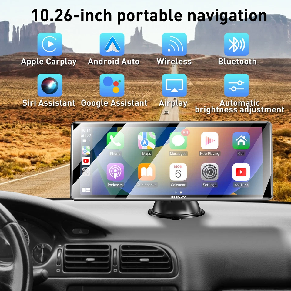 10,3" Autoradio Apple Carplay Android Auto Bluetooth Tragbarer Desktop Monitor - Bild 2 von 4