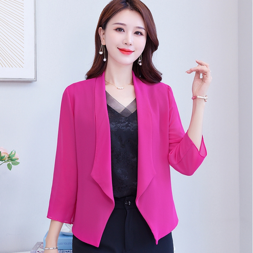 Women Mesh Chiffon Shawl Shrug Cardigan Blazer 3/4 Sleeve Jacket Coat Top - Picture 19 of 27