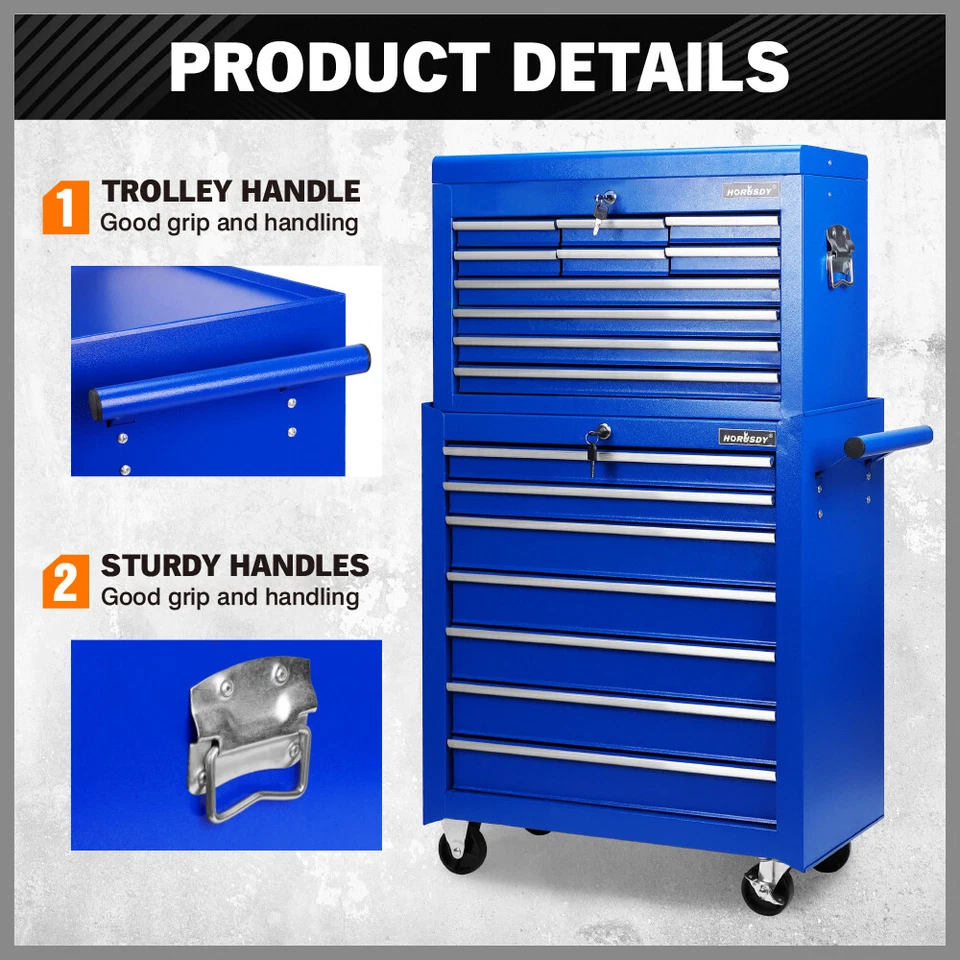 5-17 Drawers Tool Box Chest Cabinet Trolley Toolbox Garage Storage Boxes Wheels - image 3 of 4