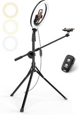 12" Selfie Ring Light with Stand and Overhead Phone Mount, 62" Foldable G055