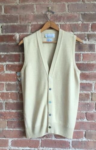 Ballantyne Men's Cashmere Cardigan Sweater Vest, Size Medium, Made In Scotland