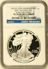 :2011-W S$1 AMERICAN EAGLE 1 OZ NGC PF 70 ULTRA CAMEO TOP POP BLUE LABEL 25TH AN