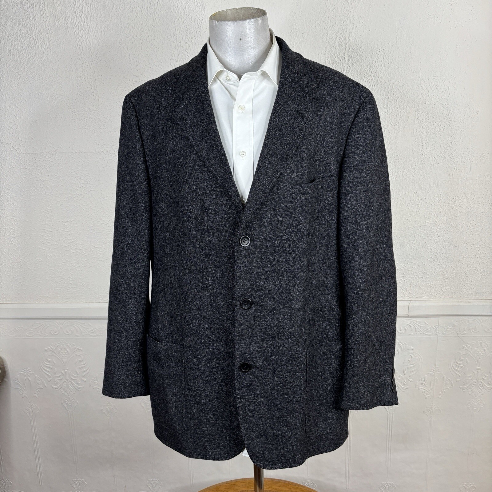 Bachrach Sport Coat Mens 44L Dark Gray Soft Semi Unstructured Wool