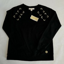 NWT Women's Michael Kors Black MK Logo Crew Sweatshirt S M L