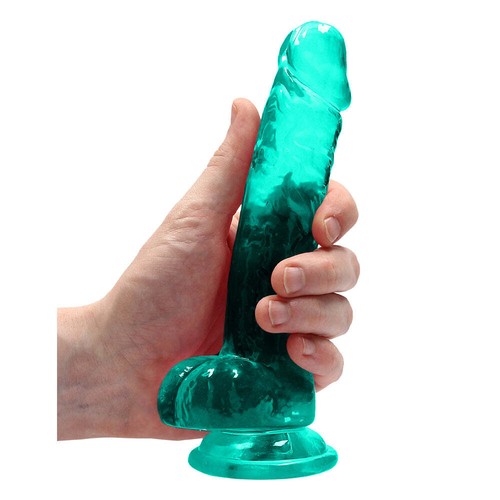 Shots Real Rock Crystal Clear 7 Inch Dildo With Balls - Turquoise - Picture 4 of 6