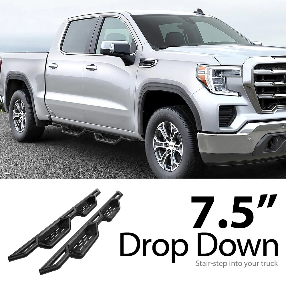APS Black Nerf Bar Steps For 19 24 Chevy Silverado GMC Sierra Crew