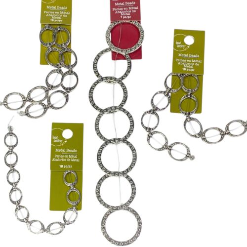LOT Bead Landing Silver Plated Metal Beads Jewelry Making Rings Round Oval New