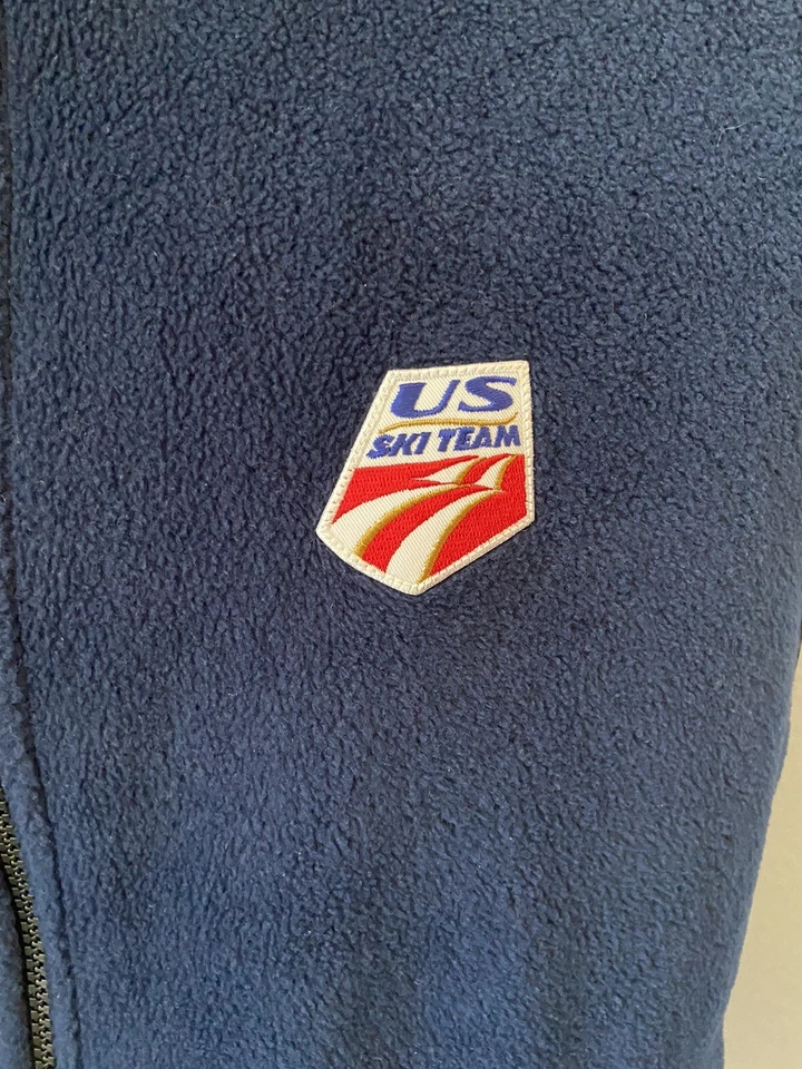 复古美国滑雪队抓绒背心男式中号深蓝色 Timberline Colorado YKK 拉链 — 第 2/4 张图片