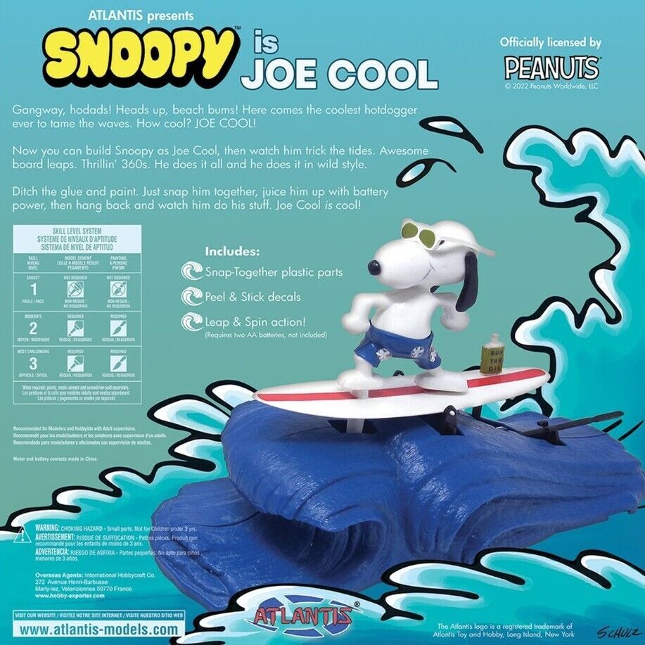 Snoopy is Joe Cool Surfing Peanuts motorized Atlantis Snap