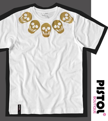 T-shirt Graphique Homme Pistol Boutique - Motif Ancre Et Crâne, Blanc, Coupe Regular