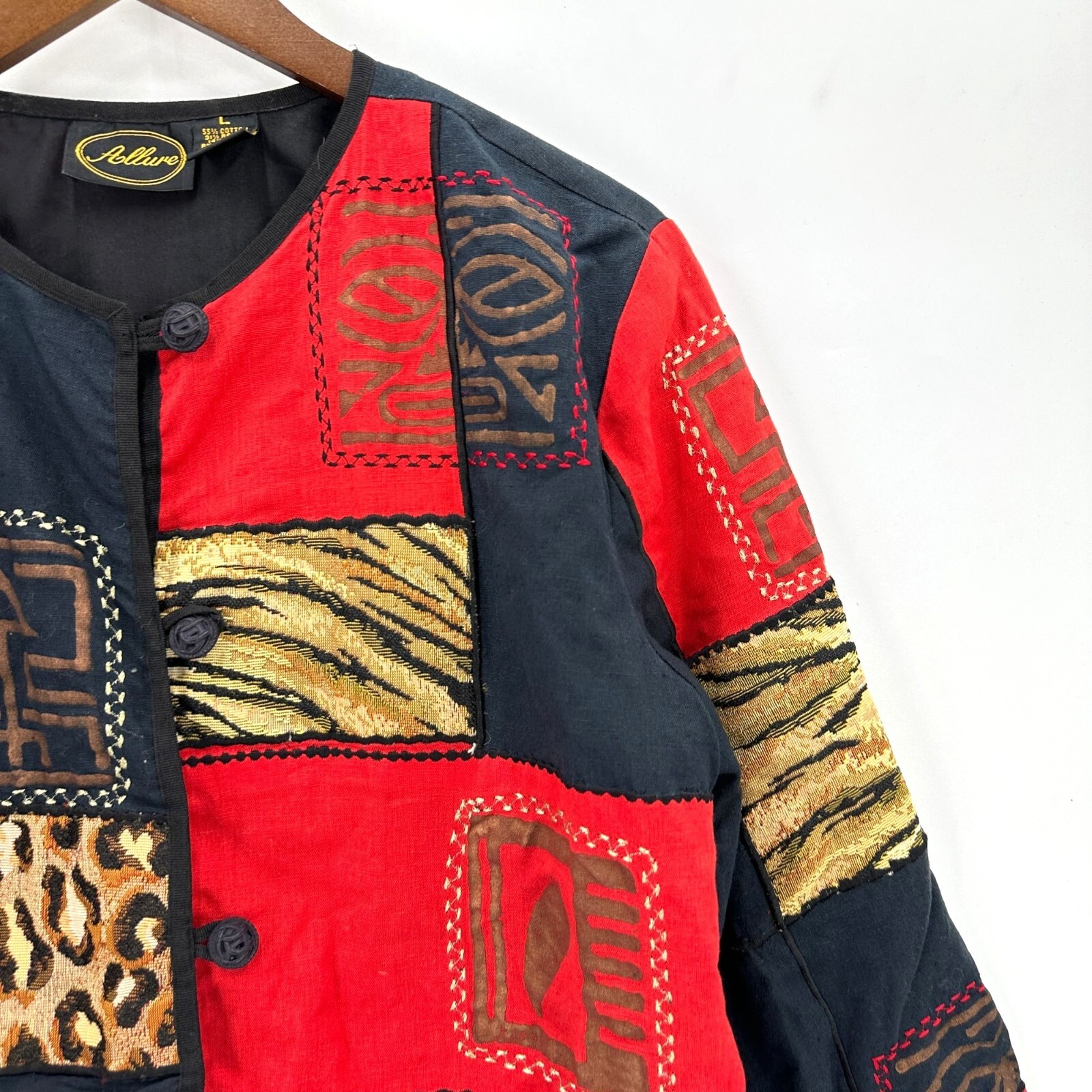 Allure Jacket Womens Button Down Patch Work Color… - image 3