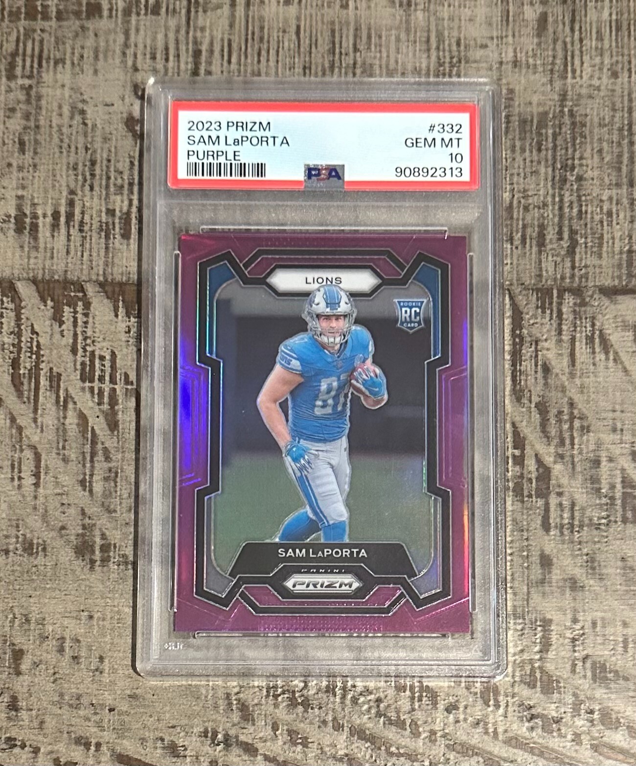 2023 Prizm Sam LaPorta Purple Prizm Rookie #27/125 PSA 10 GEM MINT SP RC #332