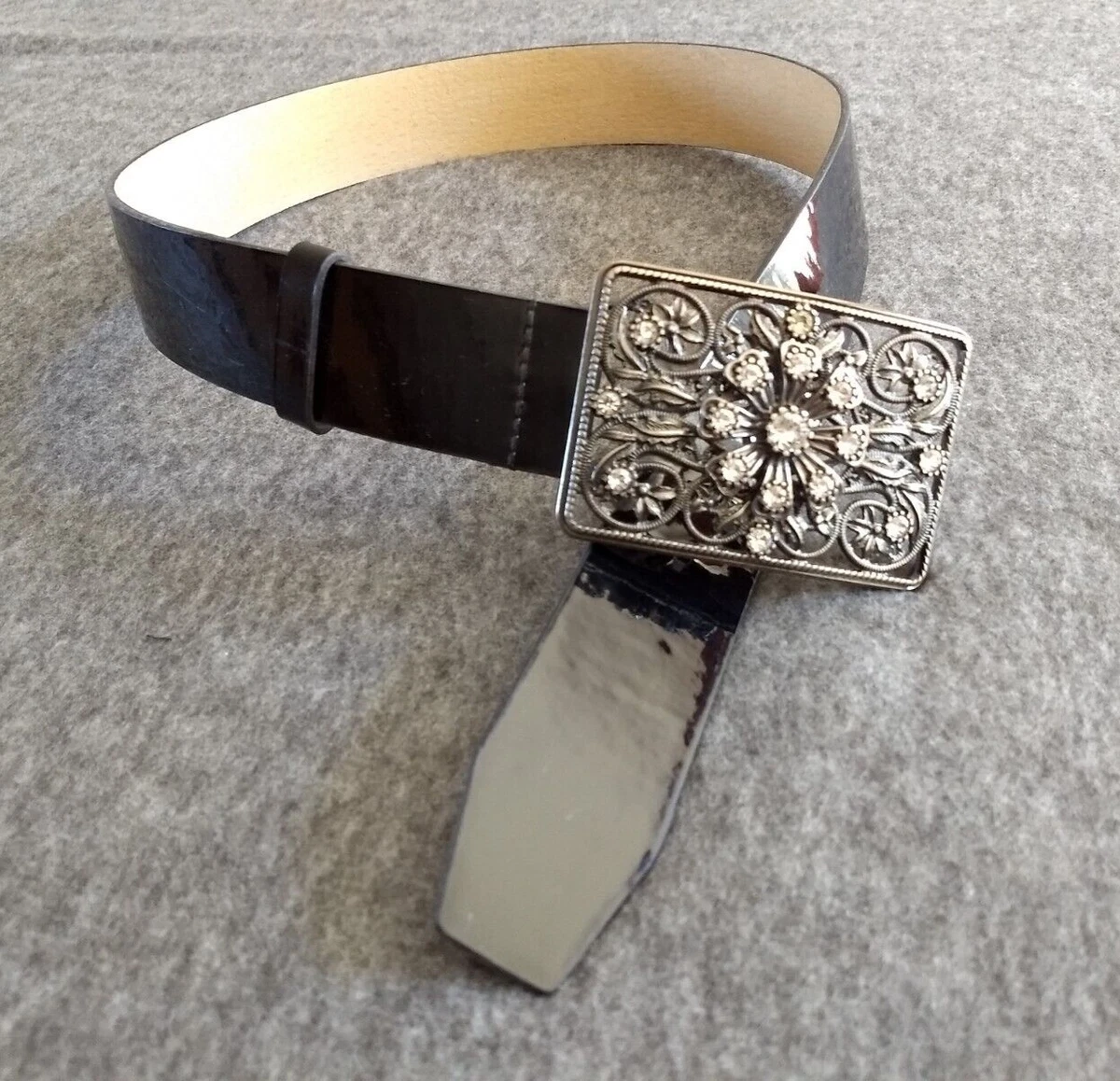 White House Black Market Stone / Rhinestone Belt | Black and Gunmetal White House Black Market Belts On Sale Up To 90% Off Retail  main image 4