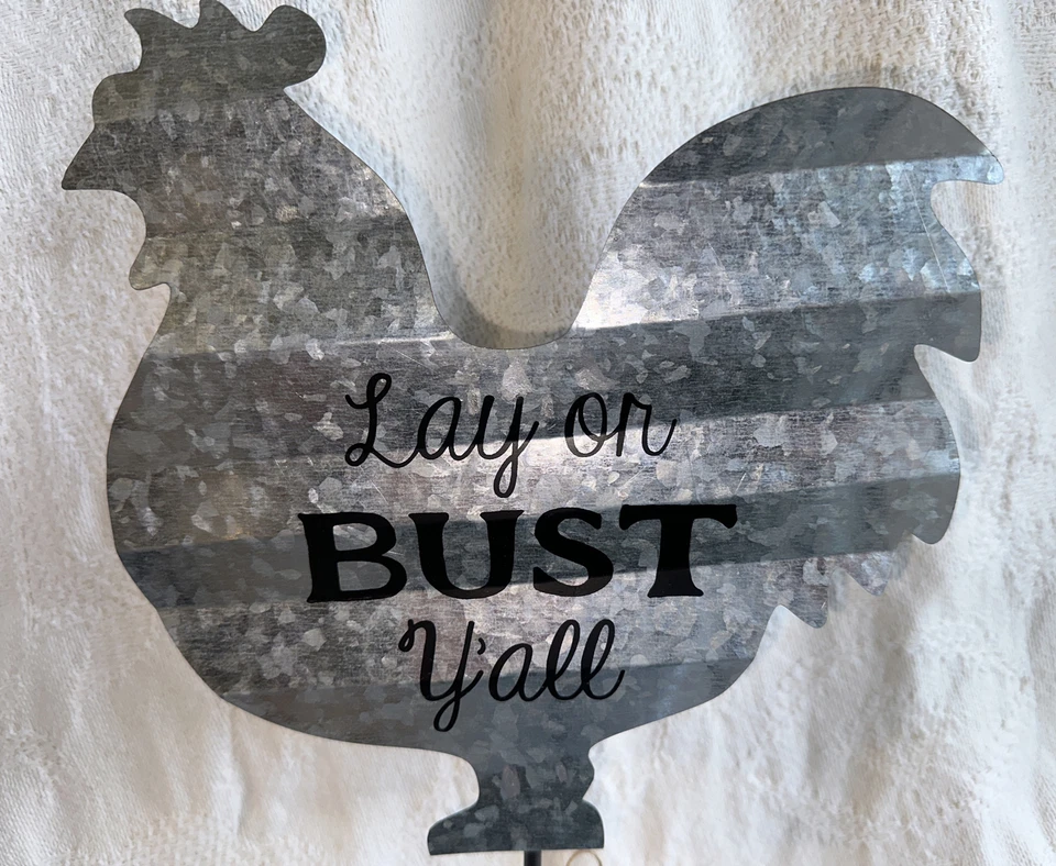 Lay Or Bust Ya’ll 金属鸡牌匾装饰立式 Paula Deen — 第 2/4 张图片