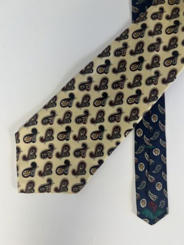 VTG 2 Lot Necktie Tommy Hilfiger Paisley 2Tone 100% Y2K Silk USA Made - Picture 2 of 9