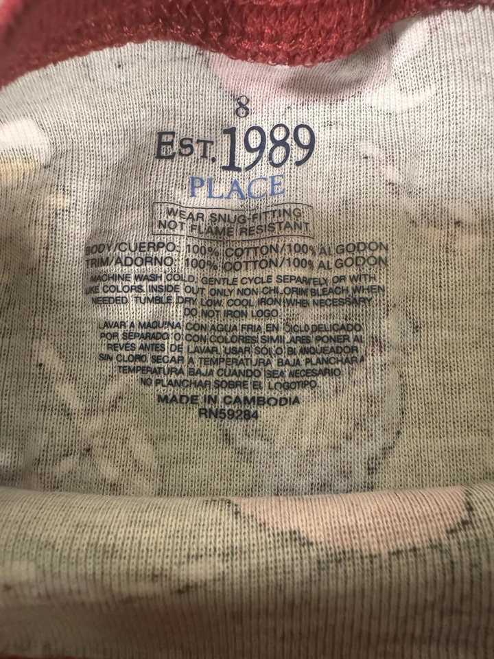 Pijama para dormir de algodón verde The Children's Place Christmas Monsters talla 8 Foto 3 de 4