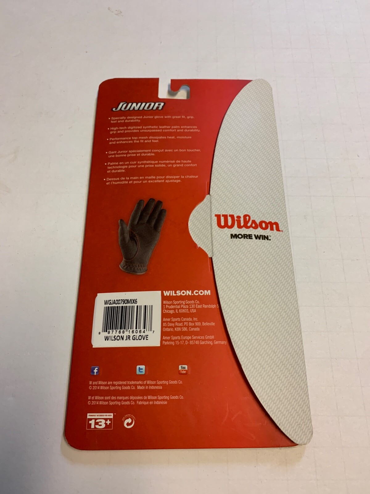 Wilson Jr Youth Golf Glove New Unused Left Hand Small Black & Red