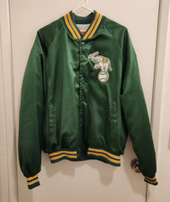  VINTAGE Locker Line Oakland A's Athletics Satin Jacket Adult XL READ 