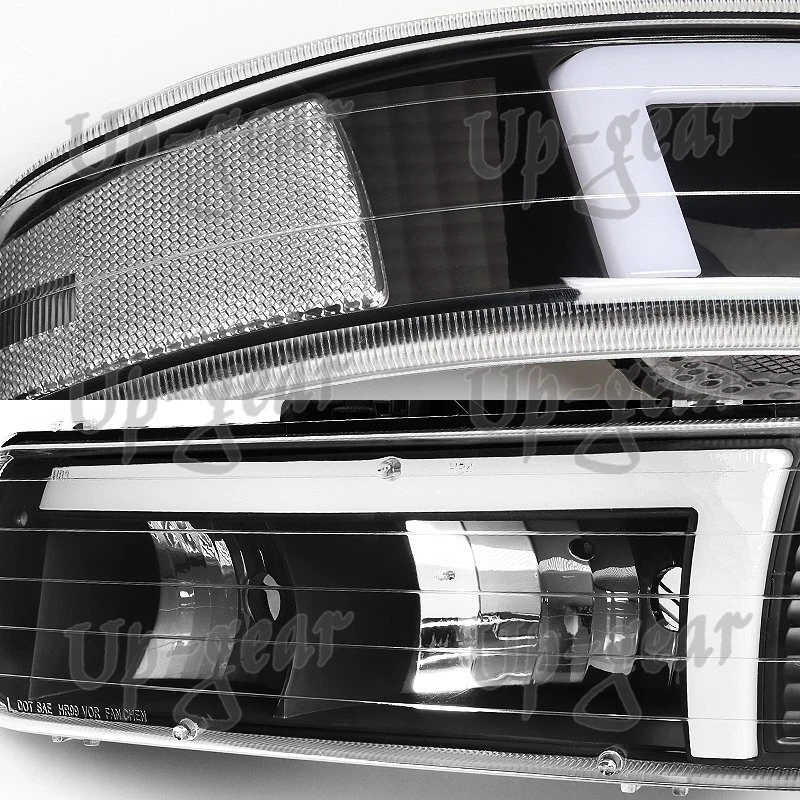 Faros LED + parachoques negros para Chevy Silverado 1500HD 2500HD 3500 DRL 1999-2002 Foto 2 de 4