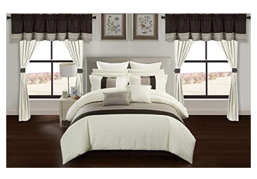 Juego de cama edredón Chic Home Vixen, beige, king (24 piezas) Foto 2 de 4