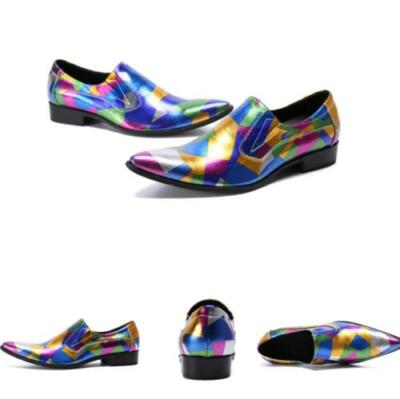 Splicing Men's Leather Shoes Oxfords Pointy Toe Britain Formal Slip On Fashion