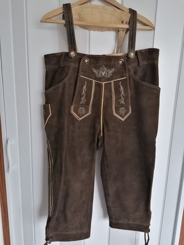 Trachten Lederhose für Herren. Farbe: Dunkelbraun. Ungetragene Hose.