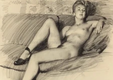 GIL ELVGREN Pin-Up Poster or Rolled Canvas Print "Reclining Girl in Heels" #104