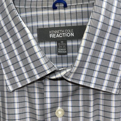 Kenneth Cole Reaction Mens Med Button Dress Shirt Gray Blue Slim Fit Non Iron | eBay Kenneth Cole Reaction Mens Med Button Dress Shirt Gray Blue Slim Fit Non Iron | eBay
